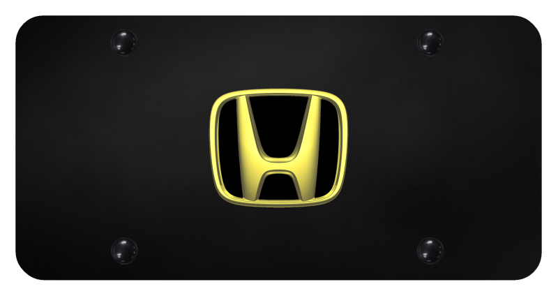 Honda License Plate - Gold on Black