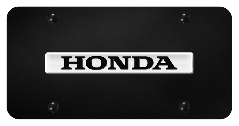 Honda Name License Plate - Chrome on Black