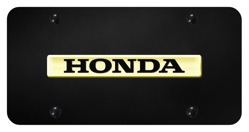 Honda Name License Plate - Gold on Black