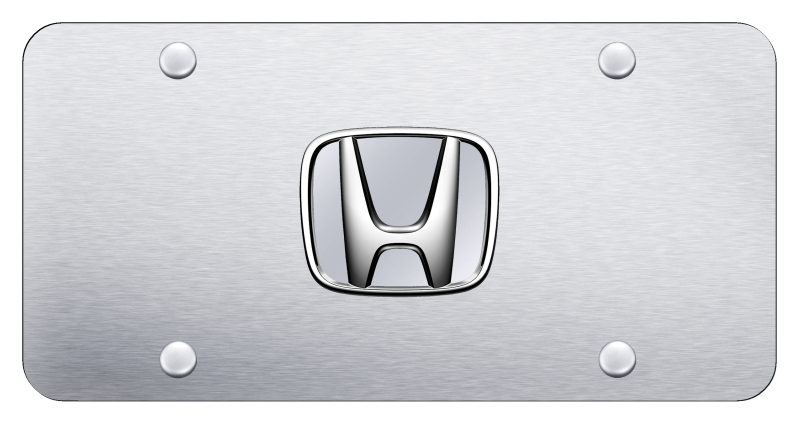 Honda (No Fill) License Plate - Chrome on Brushed