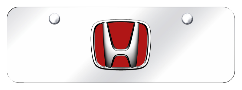 Honda (Red Fill) Mini Plate - Chrome on Mirrored