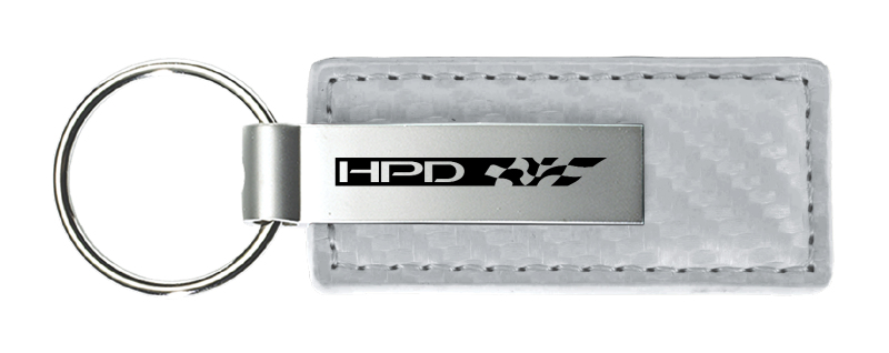 HPD Carbon Fiber Leather Key Fob - White