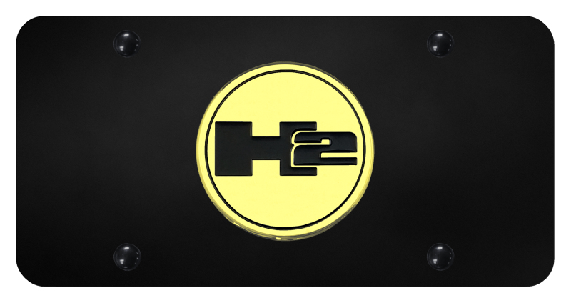 Hummer H2 License Plate - Gold on Black