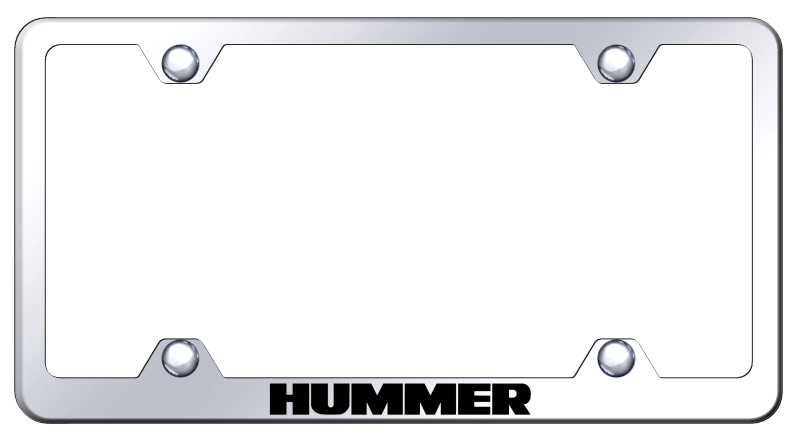 Hummer Logo Laser Etched Stainless Steel Wide License Plate Frame - Finish:Mirror