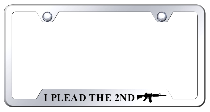Plead The 2nd Laser Etched Stainless Steel Cut-Out License Plate Frame - Finish:Mirrored