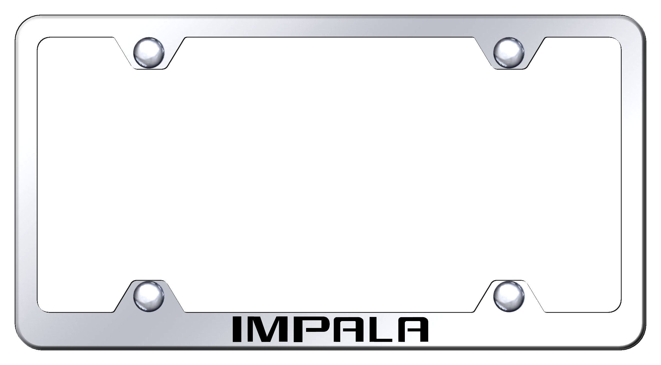 Chevy Impala Laser Etched Stainless Steel Wide License Plate Frame - Finish:Mirror