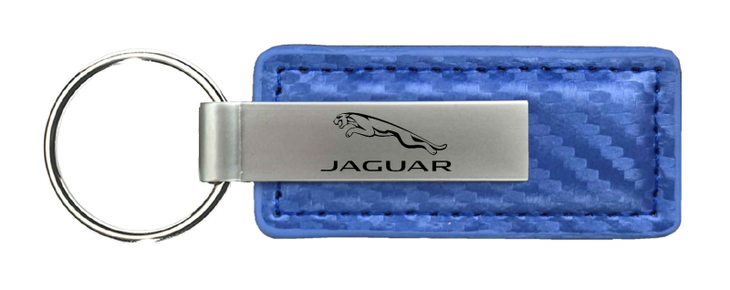 Jaguar Carbon Fiber Leather Key Fob - Blue
