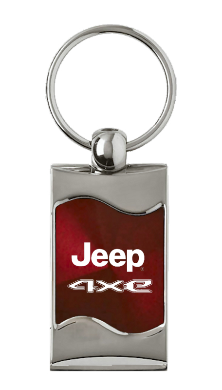 Jeep 4xe Rectangular Wave Key Fob - Burgundy
