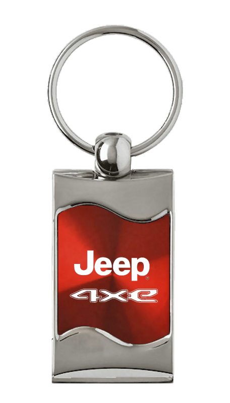 Jeep 4xe Rectangular Wave Key Fob - Red