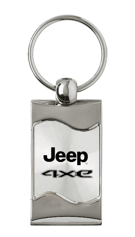 Jeep 4xe Rectangular Wave Key Fob - Silver
