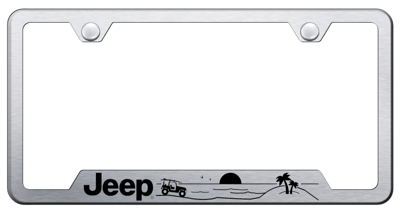 Jeep Beach Cut-Out Frame - Laser Etched Brushed
