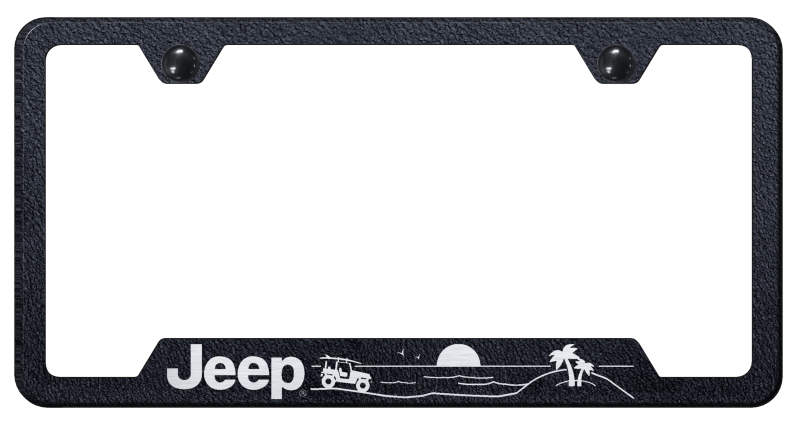 Jeep Beach Cut-Out Frame - Laser Etched Rugged Black