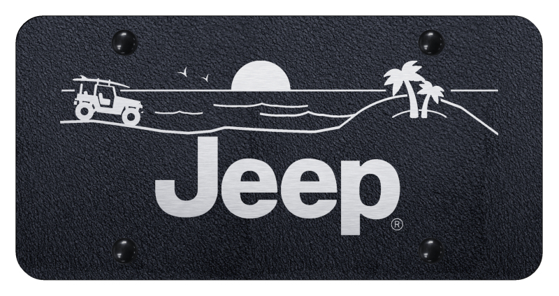 Jeep Beach License Plate - Laser Etched Rugged Black