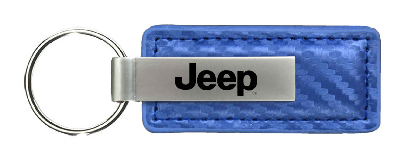 Jeep Carbon Fiber Leather Key Fob - Blue