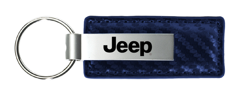 Jeep Carbon Fiber Leather Key Fob - Navy