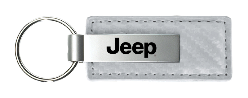 Jeep Carbon Fiber Leather Key Fob - White