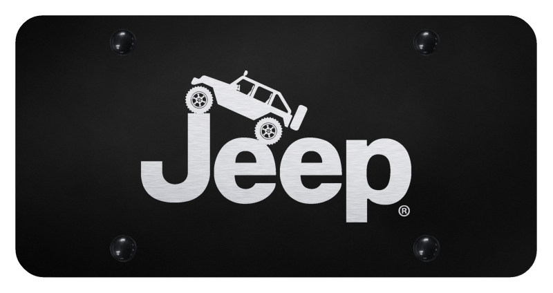 Jeep Climbing License Plate - Laser Etched Black