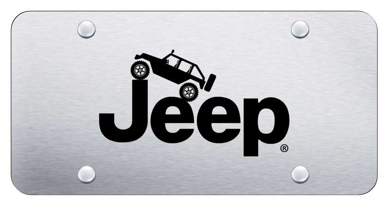 Jeep Climbing License Plate - Laser Etched Brushed