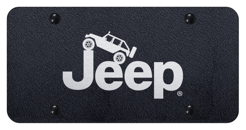 Jeep Climbing License Plate - Laser Etched Rugged Black