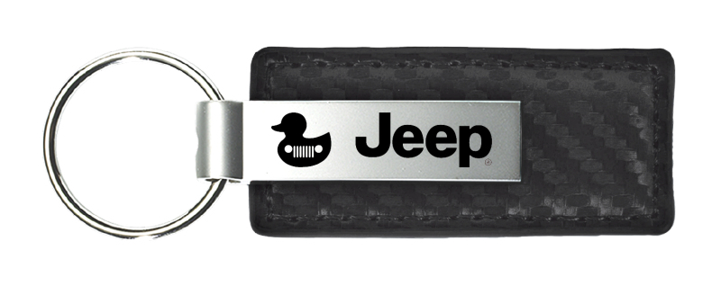 Jeep Duck Carbon Fiber Leather Key Fob - Black