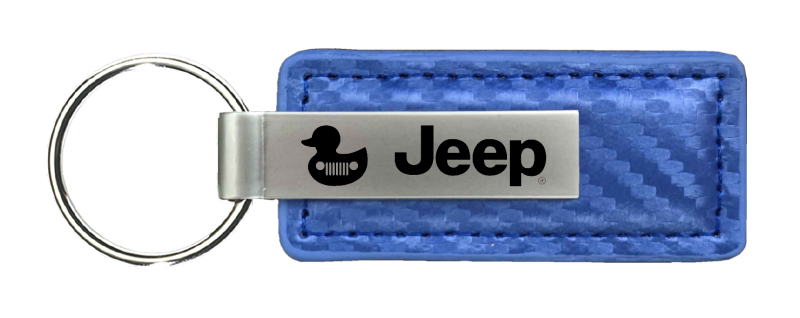 Jeep Duck Carbon Fiber Leather Key Fob - Blue