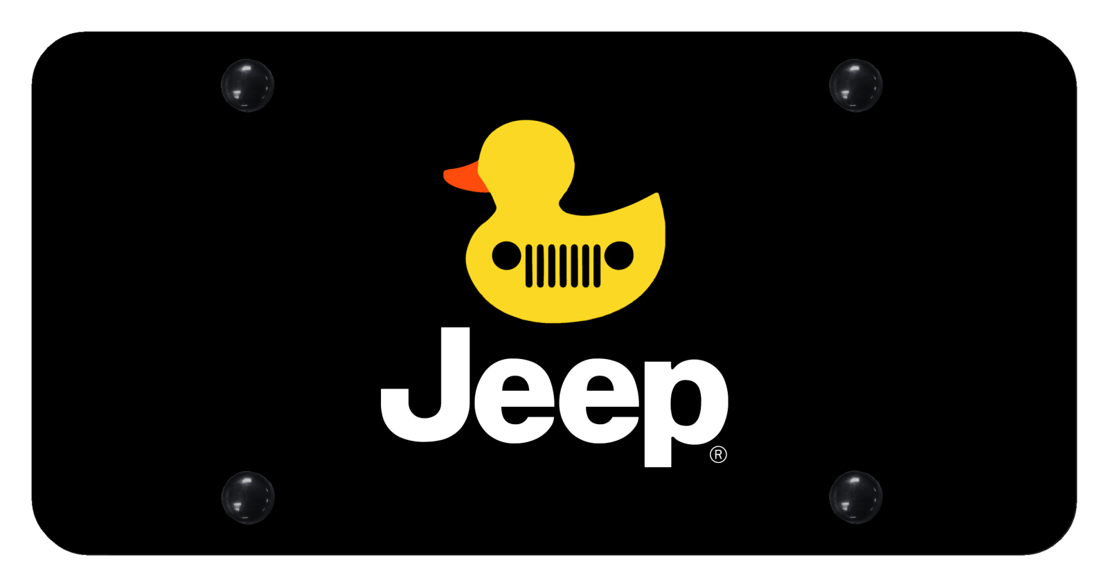 Jeep Duck License Plate - UV Print on Black