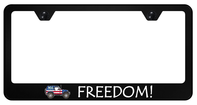Jeep Freedom Stainless Steel Frame - UV Print on Black