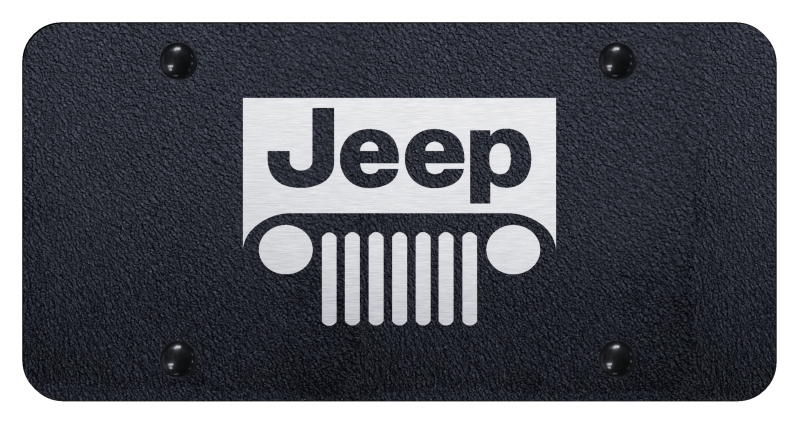 Jeep Grill License Plate - Laser Etched Rugged Black