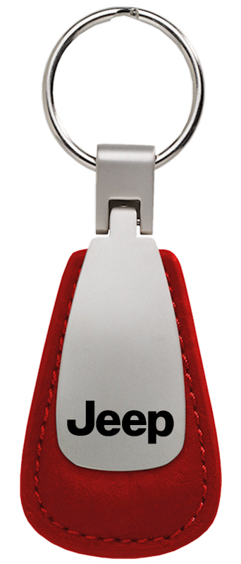 Jeep Leather Teardrop Key Fob - Red