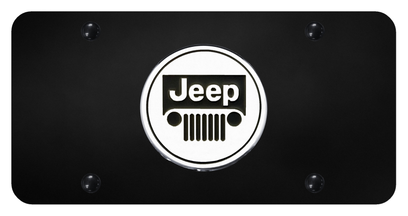 Jeep License Plate - Chrome on Black