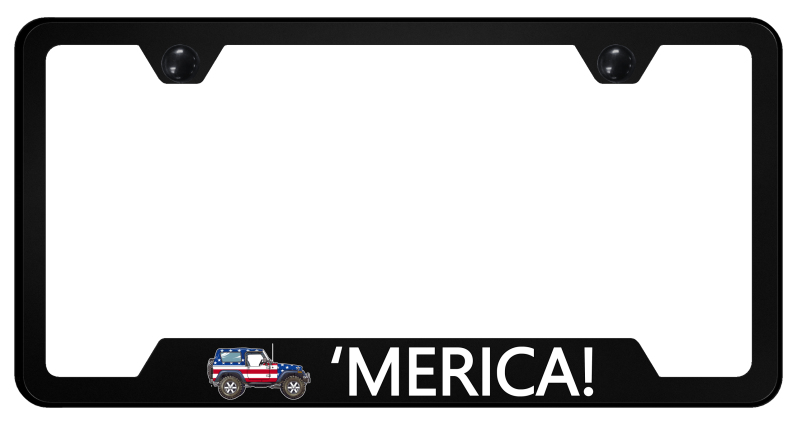 Jeep Merica Cut-Out Frame - UV Print on Black