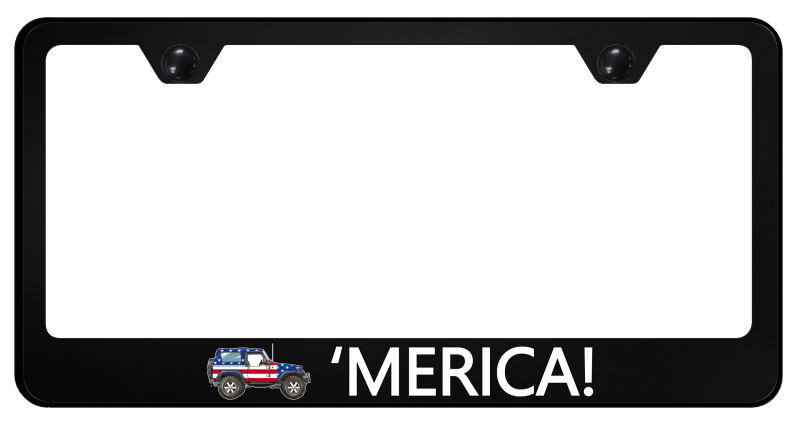 Jeep Merica Stainless Steel Frame - UV Print on Black