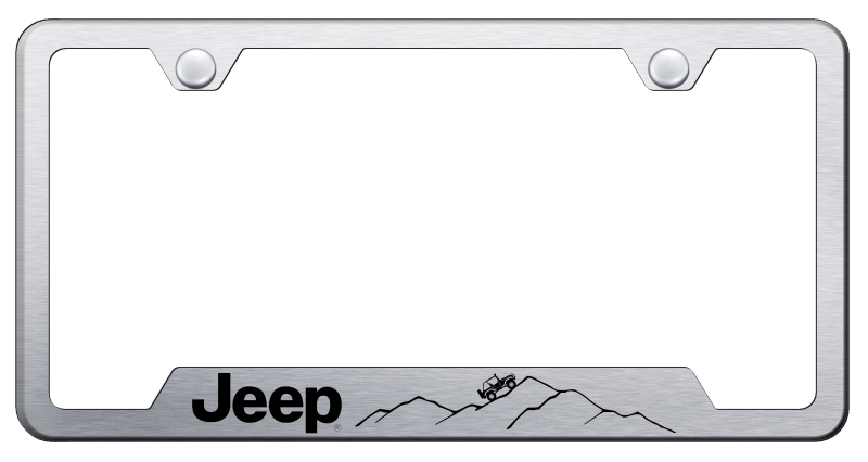 Jeep Mountain Cut-Out Frame - Laser Etched Brushed