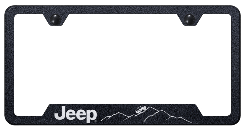 Jeep Mountain Cut-Out Frame - Laser Etched Rugged Black