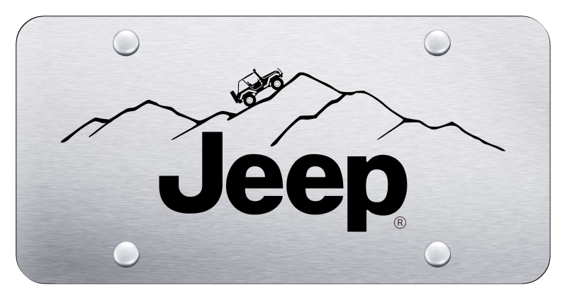 Jeep Mountain License Plate - Laser Etched Brushed
