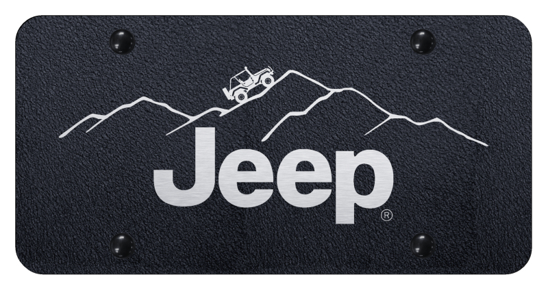 Jeep Mountain License Plate - Laser Etched Rugged Black