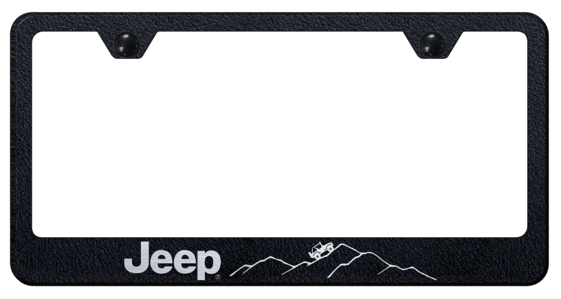 Jeep Mountain Stainless Steel Frame - Etched Rugged Black