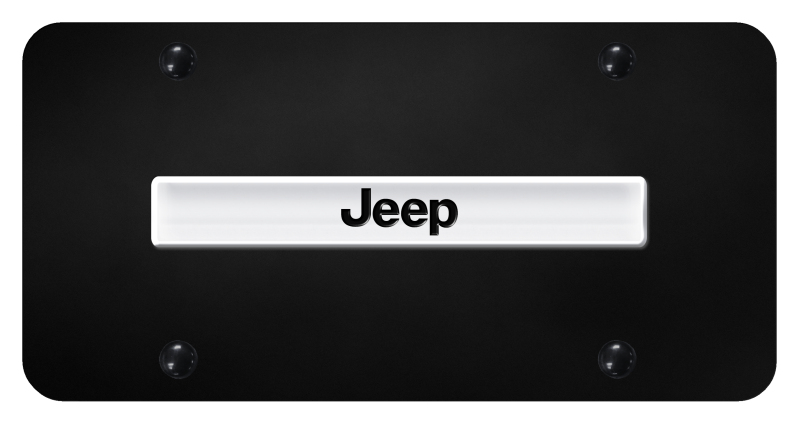 Jeep Name License Plate - Chrome on Black