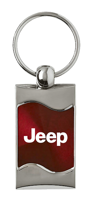 Jeep Rectangular Wave Key Fob - Burgundy