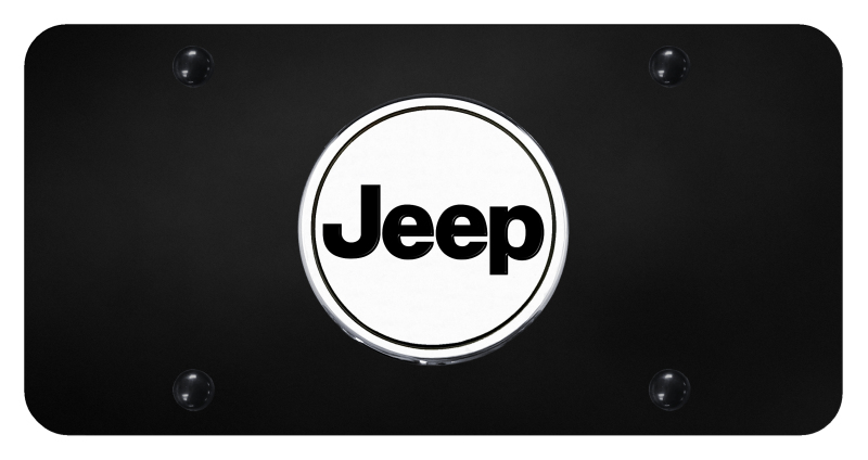 Jeep Word License Plate - Chrome on Black