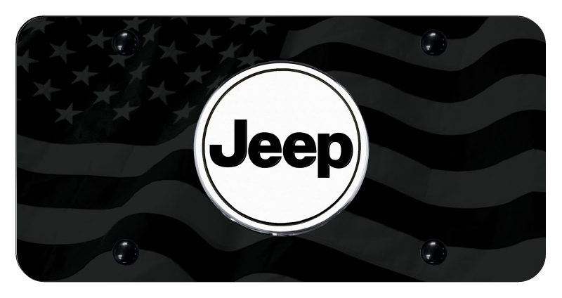 Jeep Word License Plate - UV Subdued Wave Flag
