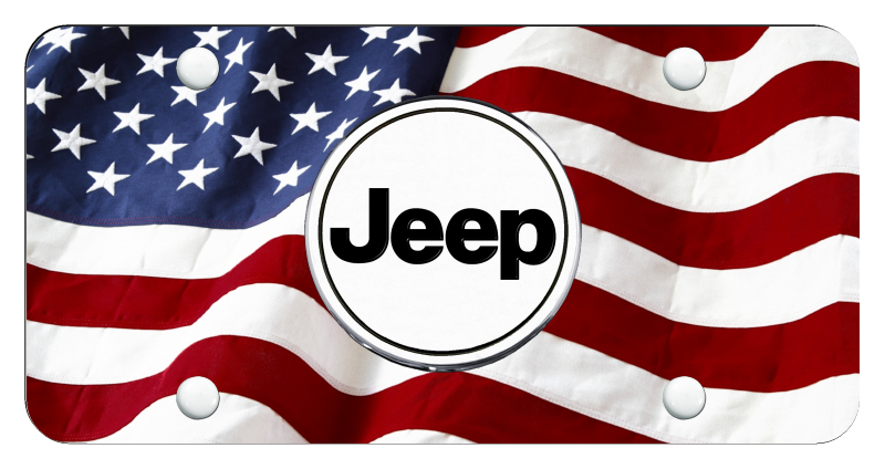 Jeep Word License Plate - UV Wave Flag