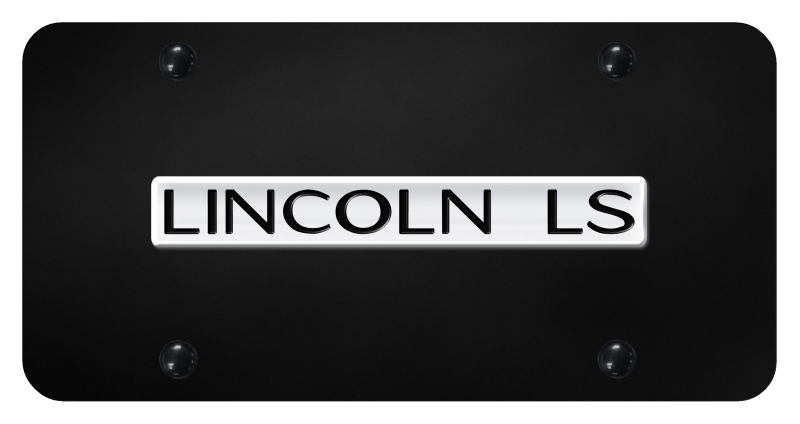 Lincoln LS Name License Plate - Chrome on Black