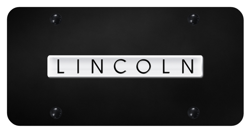 Lincoln Name License Plate - Chrome on Black