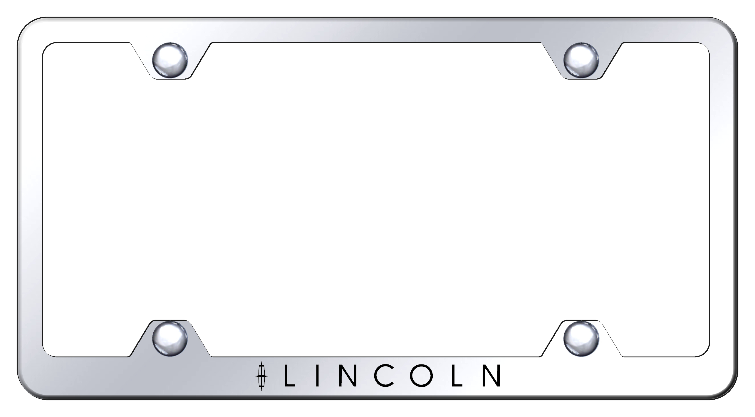 Lincoln Laser Etched Stainless Steel Wide License Plate Frame - Finish:Mirror
