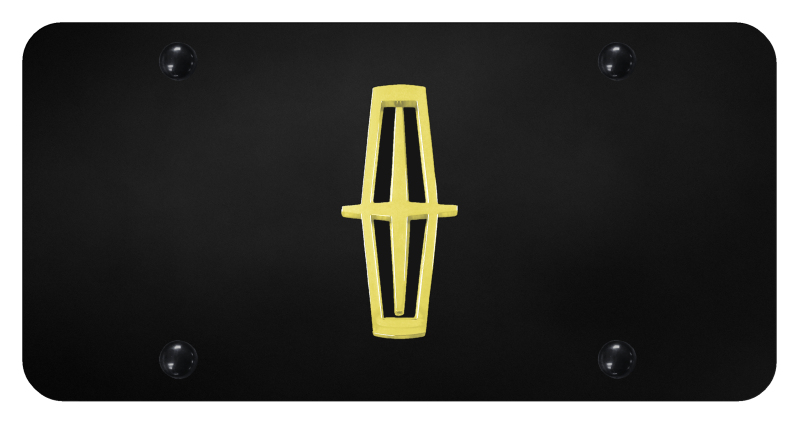 Lincoln Verticle (Black Fill) License Plate - Gold on Black