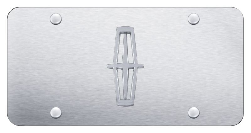 Lincoln Verticle (No Fill) License Plate - Chrome on Brushed