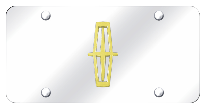 Lincoln Verticle (No Fill) License Plate - Gold on Mirrored