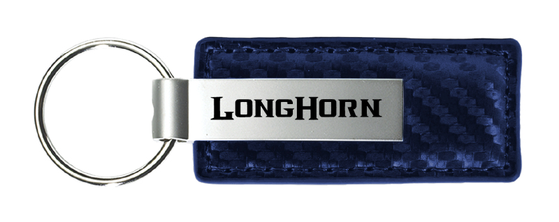 Longhorn Carbon Fiber Leather Key Fob - Navy