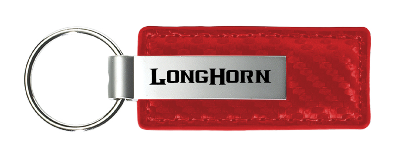Longhorn Carbon Fiber Leather Key Fob - Red